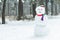 Holiday winter three snowball snowman with hat and scarf