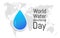 Holiday World Water Monitoring Day. Vector illustration with world map