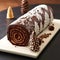 a holiday yuma roll with nuts, pinecones and a tree