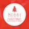 Holidays vector card with christmas tree and Merry Christmas wish on red background
