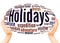 Holidays word cloud hand sphere concept