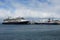 Holland America Cruise Ship Amsterdam L and Polar Cruises Ship Hondius docked in Ushuaia, Argentina