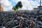 Holland, Amsterdam, bicycle parking at the station