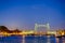 Holland Destinations. Illuminated Koninginnebrug Bridge in Rotterdam During Blue Hour