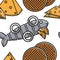 Holland food and cuisine seamless pattern seafood cheese and dessert