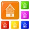 Holland house icons set vector color