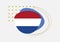 Holland or the Netherlands flag icon or badge. Dutch national emblem with abstract background and geometric shapes.