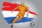 Holland soccer player with flag background