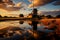 Holland windmill, water mirrored