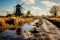 Holland windmill, water mirrored