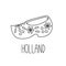 Holland wooden shoe clog clomp vector icon