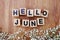 Hollo june alphabet letters on wooden background