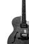 Hollow body electric guitar in black and white