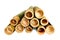 A hollowed bamboo to make lemang isolated on a white background. Lemang a traditional food made of glutinous rice, coconut milk