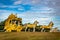 Holly Arjuna chariot of Mahabharata in golden color with amazing sky background