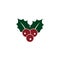 Holly berry icon. Christmas symbol vector illustration on white