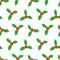 Holly berry. Seamless pattern with European christmas holly berry. Christmas mistletoe. Vector