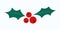 Holly berry vector icon. Flat red mistletoe berries with green leaves