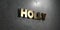 Holly - Gold sign mounted on glossy marble wall - 3D rendered royalty free stock illustration