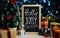 Holly Jolly Christmas Typography on Blackboard Between Christmas