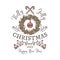 Holly Jolly Merry Christmas and Happy New Year linear logo, tag, emblem or label