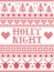 Holly Night Christmas pattern with Scandinavian Nordic festive winter pattern in cross stitch with heart, snowflake, trees
