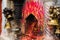 Holly statue and shrine at Boudhanath Boudha Stupa in Kathmandu, Nepal