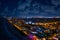 Hollywood Beach Boardwalk night aerial photo