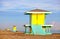 Hollywood Beach Florida, bright yellow lifeguard house