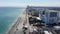 Hollywood beach ocean boardwalk near Miami, Florida aerial view