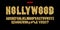 Hollywood. Color Golden alphabet with show lamps.