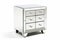 Hollywood Glamour: Mirrored Nightstand with Crystal Knobs on White Background