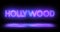 Hollywood neon moving lines text animation on black background.