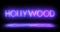 Hollywood neon moving lines text animation on black background.