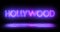 Hollywood neon moving lines text animation on black background.