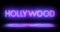 Hollywood neon moving lines text animation on black background.