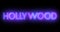 Hollywood neon moving lines text animation on black background.