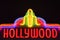 Hollywood neon sign at night 