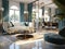 Hollywood regency interior design of modern living room with original furniture