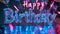 Holo Glass Happy Birthday concept creative horizontal art poster.