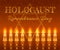 Holocaust remembrance day background. Candles, David star and jewels