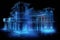 hologram of a complex architectural blueprint