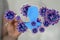 A Hologram of coronavirus COVID-2019 on a blue futuristic background. Deadly type of virus 2019-nCoV