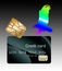 A hologram eagle comes in for a landing on a credit card and an EMV chip hovers nearby in this illustration about credit card secu