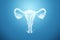 Hologram of the female organ of the uterus on a blue background. Ultrasound concept, gynecology, obstetrics, ovulation, pregnancy