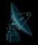 Hologram Large Satelite Dishes Telescope. Science and Technology Concept