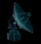 Hologram Large Satelite Dishes Telescope. Science and Technology Concept