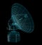 Hologram Large Satelite Dishes Telescope. Science and Technology Concept