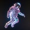 Holographic Astronaut Rendered in 3D Against a Black Background. Generative AI