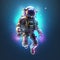 Holographic Astronaut Rendered in 3D Against a Vibrant Gradient Background. Generative AI